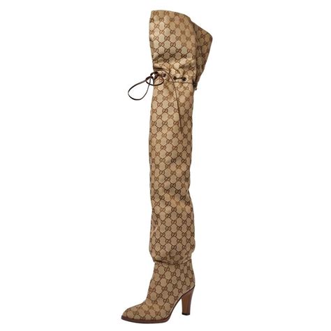 gucci canvas boot|thigh high Gucci boots.